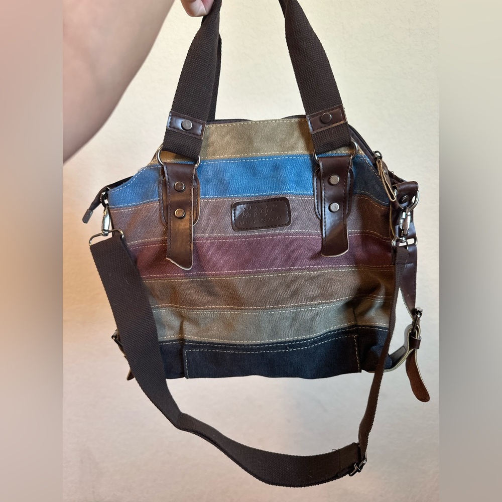 Multicolor Canvas Shoulder Bag - Picture 6 of 6